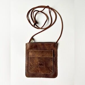 1973 Roots Canada distressed leather crossbody swing bag